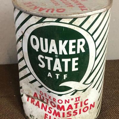 Lot # 123 Quaker State Vintage Oil Can Full Dented