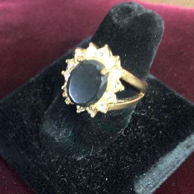 Lot # 132 Ladies Ring Semi precious Stone Black Onyx with Zircon 