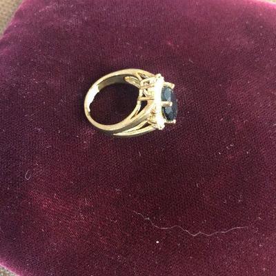 Lot # 132 Ladies Ring Semi precious Stone Black Onyx with Zircon 