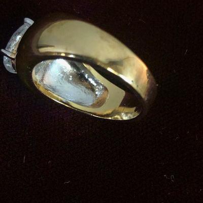 Lot #133 Cigar Band Ladies Ring Semi precious Stone Oval FauxDiamond 