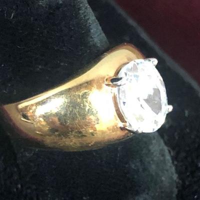 Lot #133 Cigar Band Ladies Ring Semi precious Stone Oval FauxDiamond 