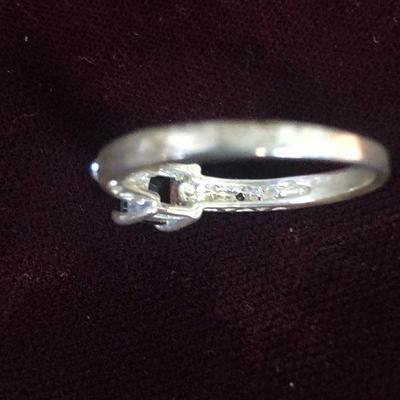 Lot #134  Small Square Garnet Silver Tone  Ladies