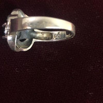 Lot # 135 Ladies Ring Marked 925 Black onyx round flower