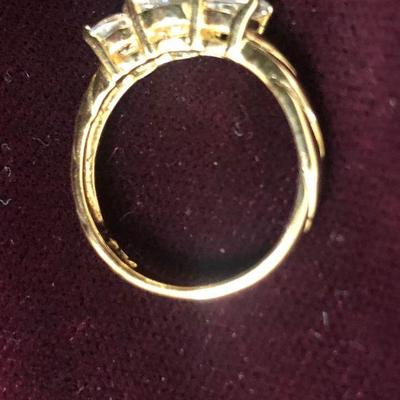 Lot #  137  Sterling Gold tone 3 round cut Triple Crown 