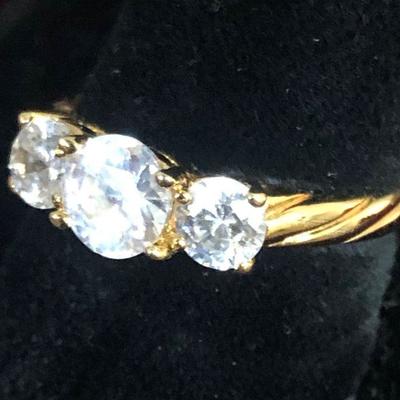 Lot #  137  Sterling Gold tone 3 round cut Triple Crown 