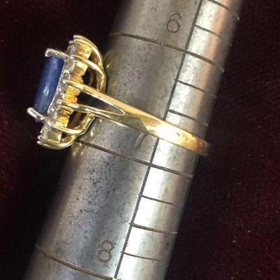 Lot # 138 Oval Blue  Marked 925 Gold Tone