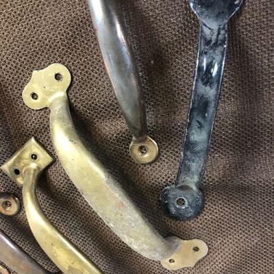 Lot # 142 8 Brass Colored Metal drawer pull Antique