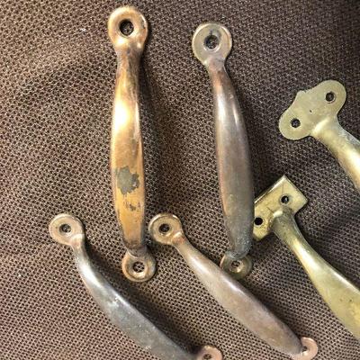 Lot # 142 8 Brass Colored Metal drawer pull Antique
