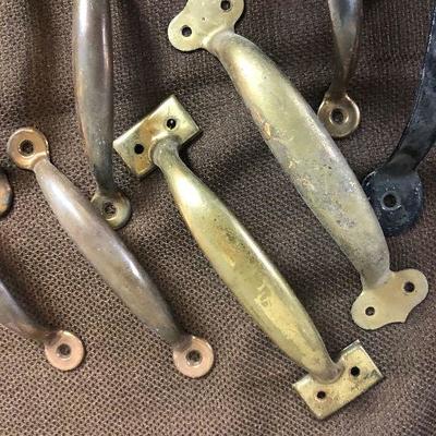 Lot # 142 8 Brass Colored Metal drawer pull Antique