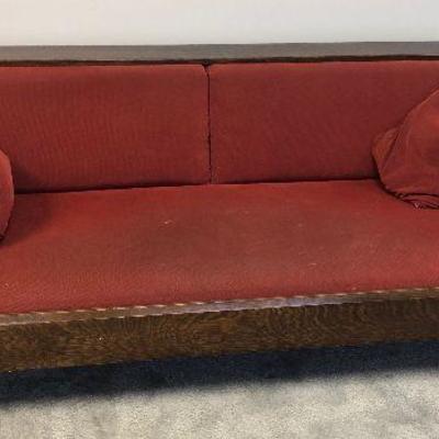 Lot # 154 Mission Style Arts and Crafts Stickley Sofa Red