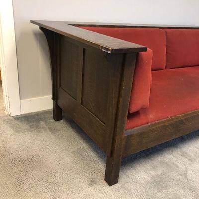 Lot # 154 Mission Style Arts and Crafts Stickley Sofa Red