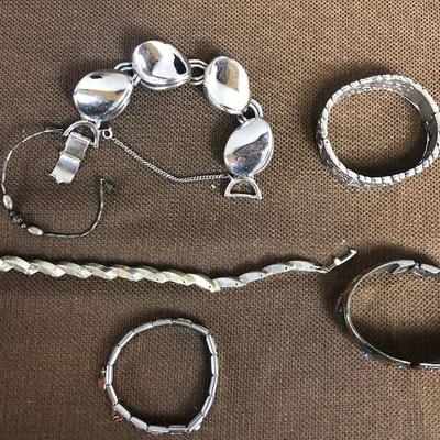 Lot # 162 Silver Bracelet Pile of ladies Jewelry