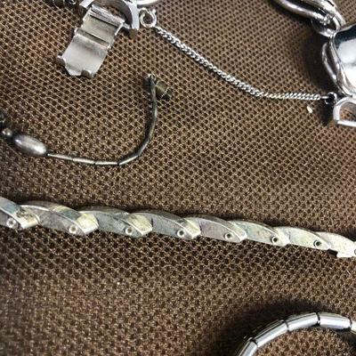 Lot # 162 Silver Bracelet Pile of ladies Jewelry
