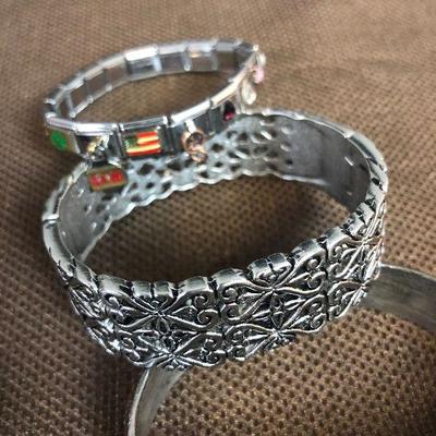 Lot # 162 Silver Bracelet Pile of ladies Jewelry