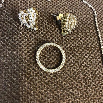 Lot # 165 Chain and Heart Shaped Earrings and round pendant