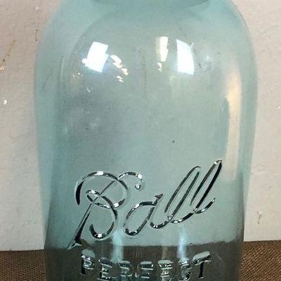 Lot # 171Antique Blue Perfect Mason Jar with zinc lid
