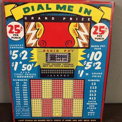 Lot # 179 Punch Board - Quarter "Dial me in - Radio Pot" 