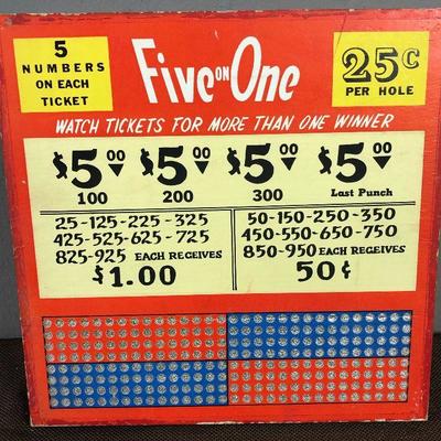 Lot # 180 Punch Board - Quarter "Five on One" 