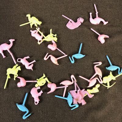 Lot # 196 1950's Plastic Cake Toppers -Storks, animals cowboys
