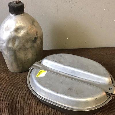 Lot # 206 Vintage Army Mess kit and canteen