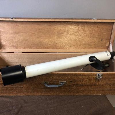 Lot # 223 TASCO Telescope with wood box, attachments and tripod 