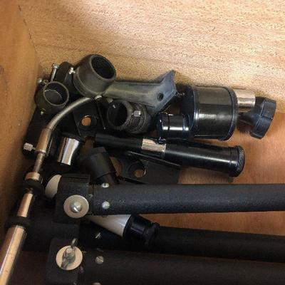 Lot # 223 TASCO Telescope with wood box, attachments and tripod 