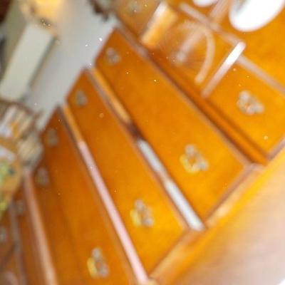 Wallace Nutting Design High Boy Chest/ double fan tiger maple.
