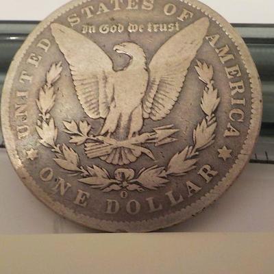 1886 Morgan silver dollar.