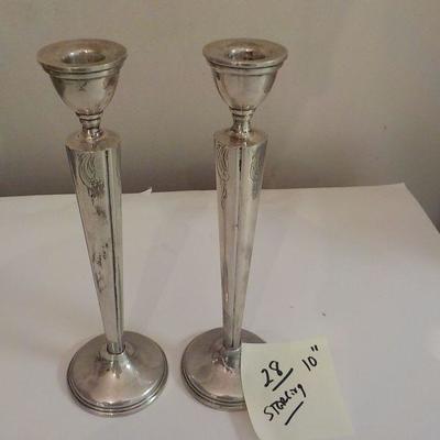 Sterling Candle Holders (2) . 10 "