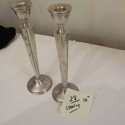 Sterling Candle Holders (2) . 10 "