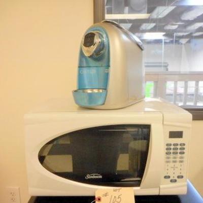 Lot 105 - Emerson Mini Fridge, Sunbeam Microwave and Caffitaly Coffee System 