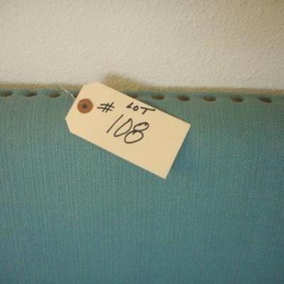 Lot 108 - Retro Turquoise Blue Colored Upholstered Sofa Couch with low back