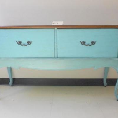 Lot 113 - Retro Turquoise Color Painted Two Drawer Credenza