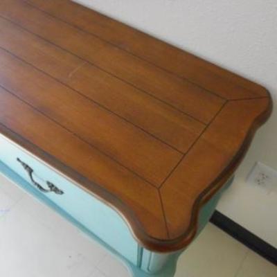 Lot 113 - Retro Turquoise Color Painted Two Drawer Credenza