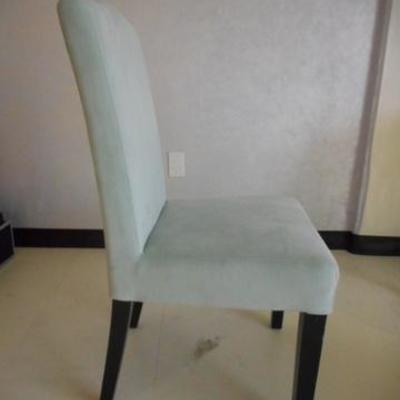 Lot 115 - Soft Dusty Blue Colored Suede Chair 
