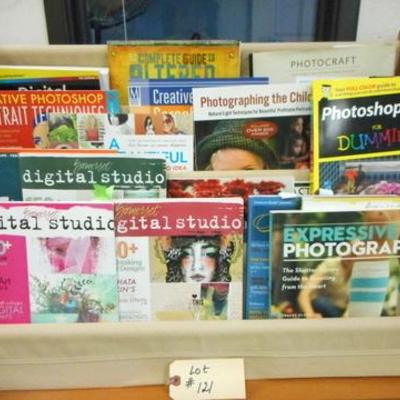 Lot 121 - Magazine or Book Rack with two cubby baskets + photography mags