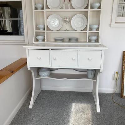 2 piece painted hutch