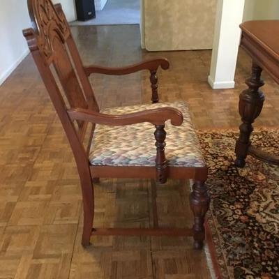D-101 Antique Spanish revival dining table and six chairs