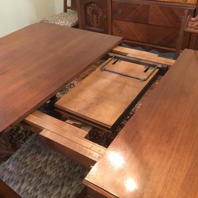 D-101 Antique Spanish revival dining table and six chairs