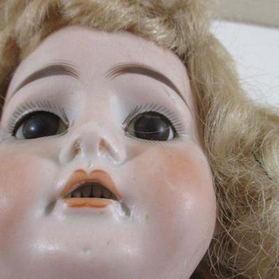 23" Antique Leather Body Doll Fixer Upper Or Repair with Horshoe 377 