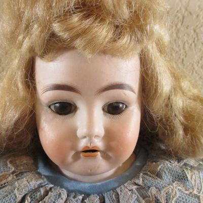 23" Antique Leather Body Doll Fixer Upper Or Repair with Horshoe 377 