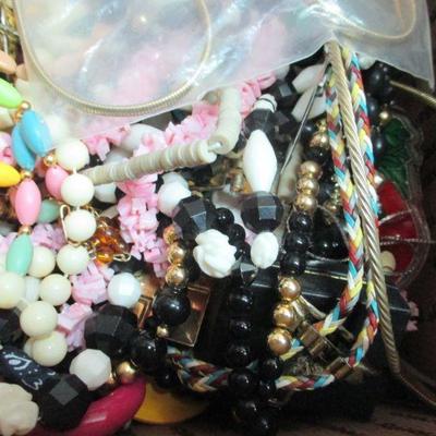 Box of Craft Jewelry 4.10pds some signed  Repurpose, Repair , Craft
