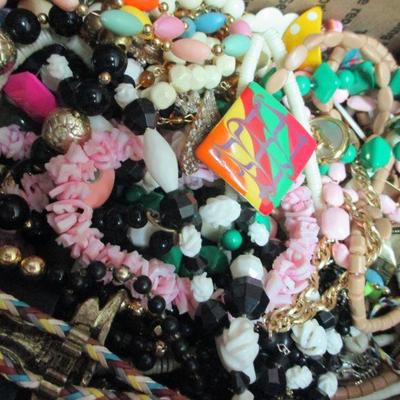 Box of Craft Jewelry 4.10pds some signed  Repurpose, Repair , Craft