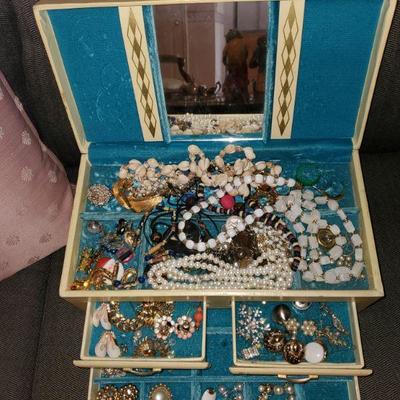 Antique Jewelry and Jewelry Box  