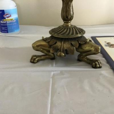 L-119 Pair of unique heavy brass candelabras