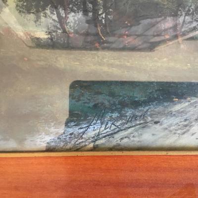 L-135 Arts and crafts pastel painting, Sign by mystery artist