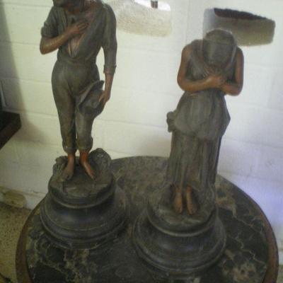 Pair Vintage Metal Figures