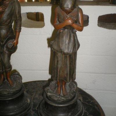 Pair Vintage Metal Figures