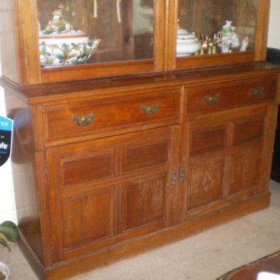 Vintage Tall Glass Front Display Cabinet