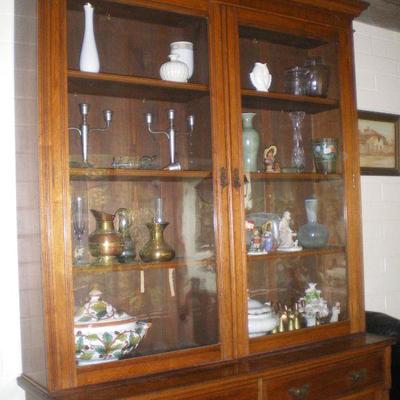 Vintage Tall Glass Front Display Cabinet